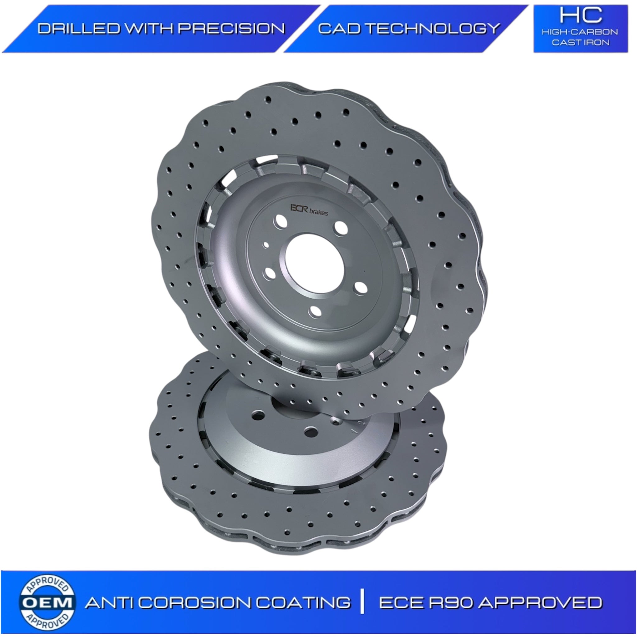 FOR AUDI RS6 AVANT QUATTRO 2013-2018 REAR AXLE  WAVEY DRILLED BRAKE DISC 4G0615601E 356mm