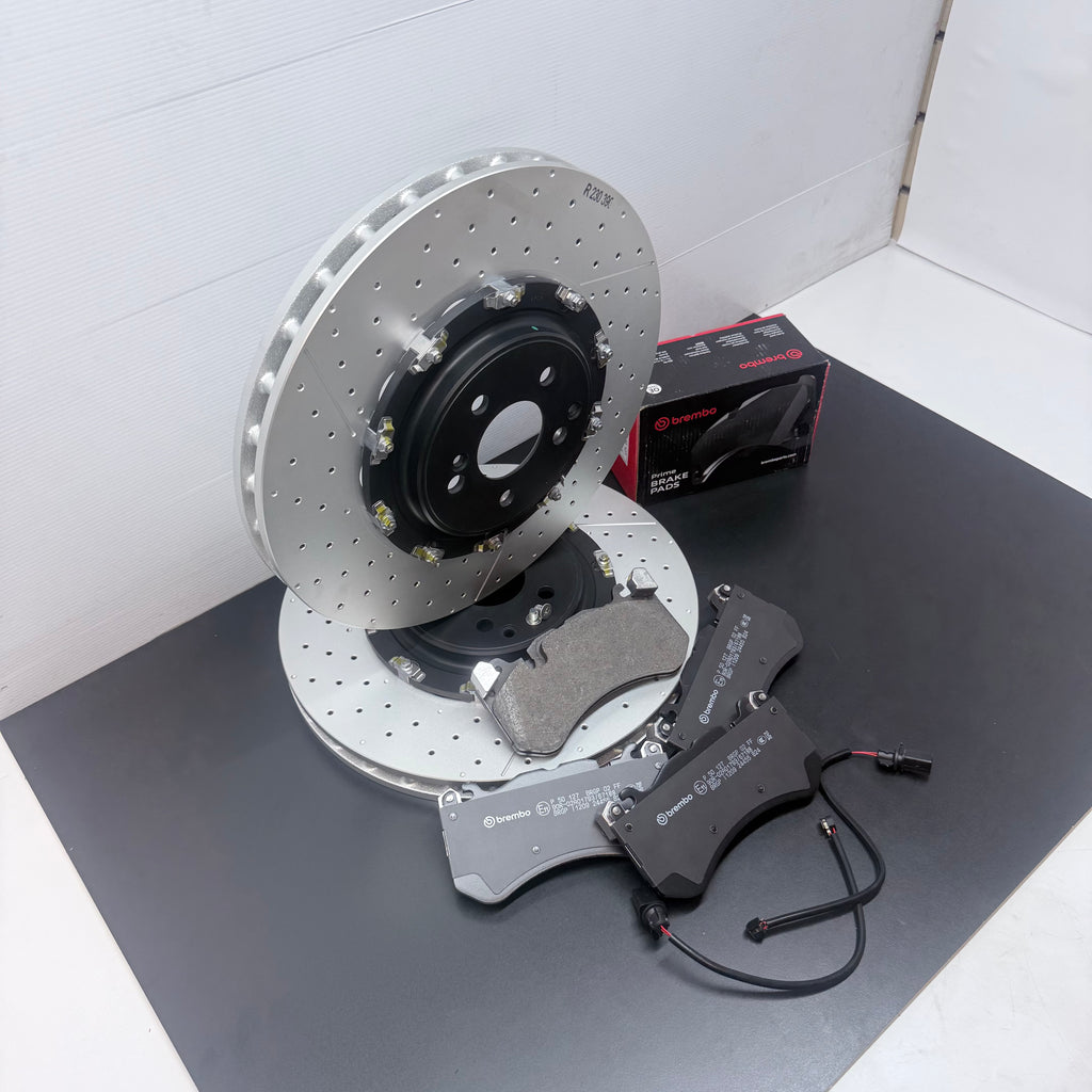 FOR MERCEDES C63 & E63S AMG FRONT 2 PIECE FLOATING BREMBO BRAKE DISCS PADS 390mm