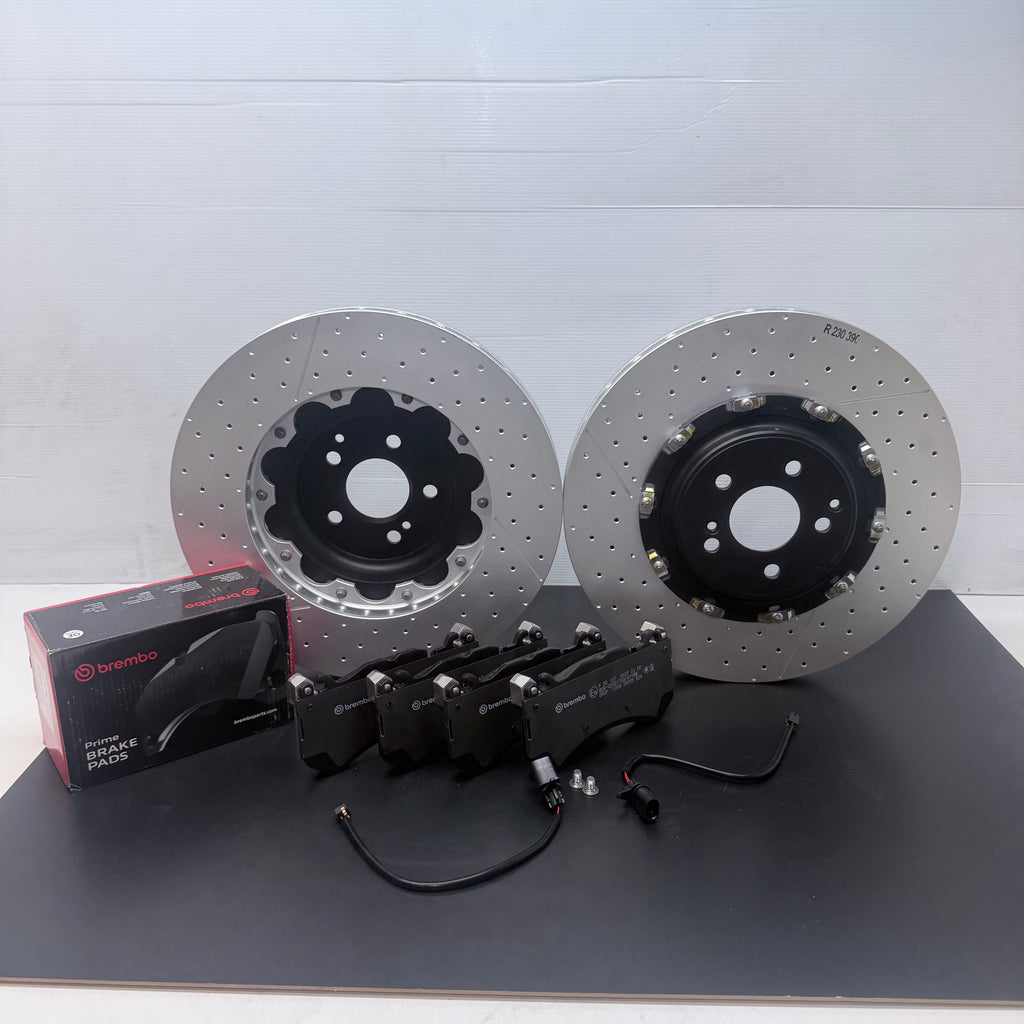 FOR MERCEDES C63 & E63S AMG FRONT 2 PIECE FLOATING BREMBO BRAKE DISCS PADS 390mm