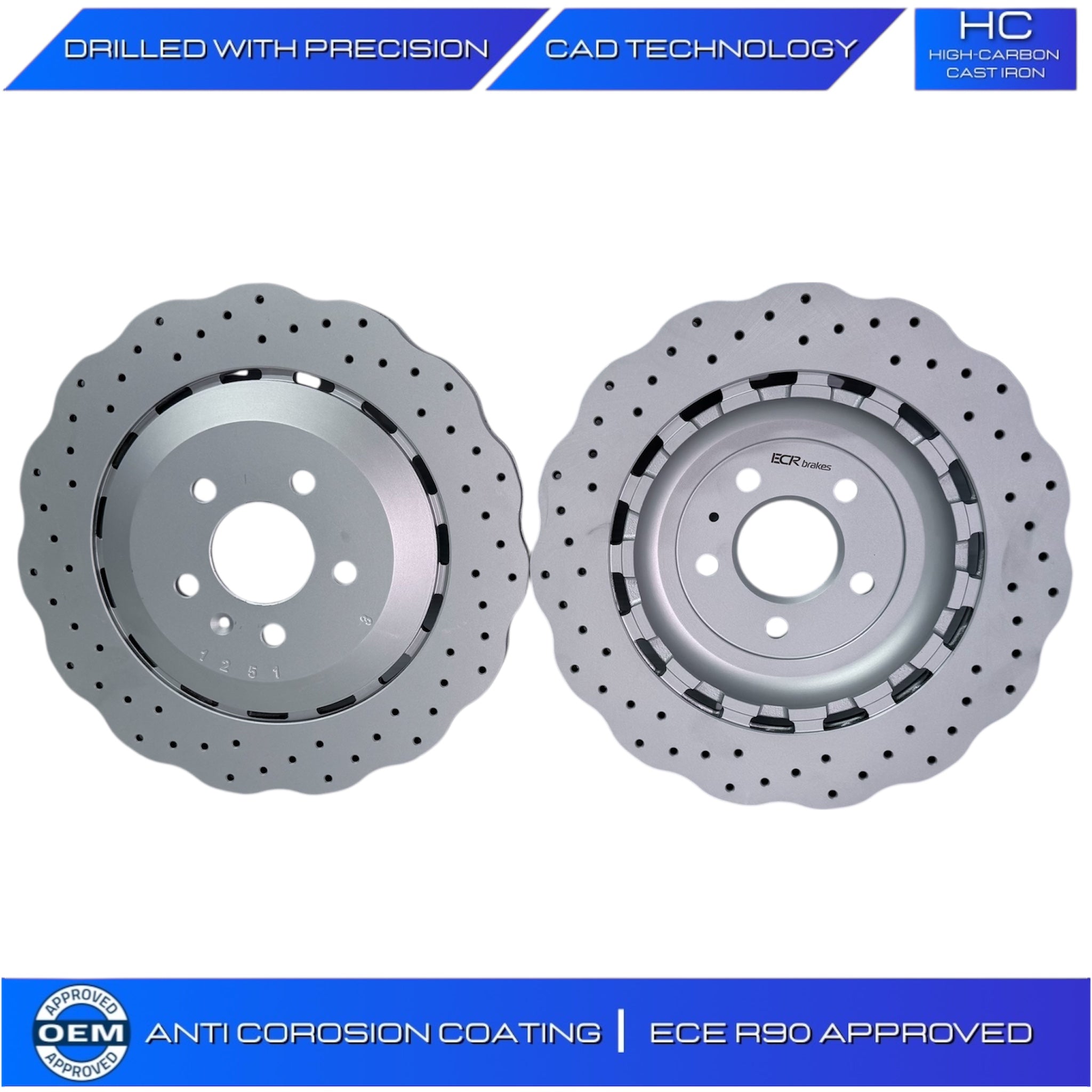 FOR AUDI RS6 AVANT QUATTRO 2013-2018 REAR AXLE  WAVEY DRILLED BRAKE DISC 4G0615601E 356mm