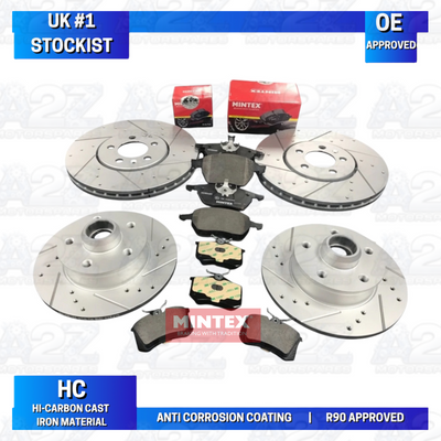 FOR VW GOLF MK3 GTI VR6 BRAKE DISC FRONT REAR CROSS DRILLED GROOVED BRAKE DISCS