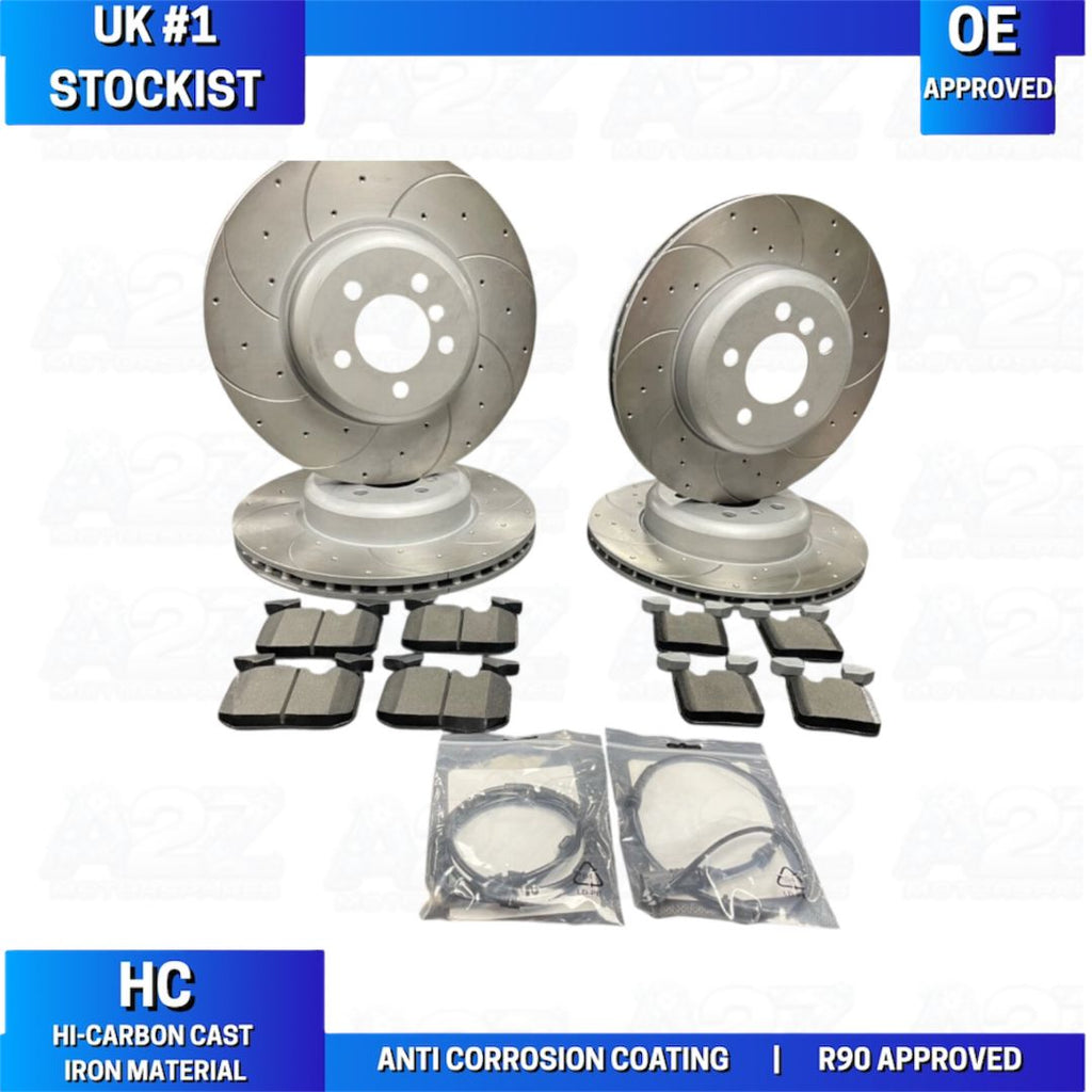 BMW F30 F31 F33 340MM + 345MM BRAKE DISCS DRILLED GROOVED BREMBO PADS FRONT REAR