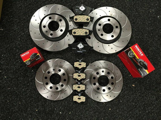 FOR AUDI A3 1.21.41.61.81.92.0 BRAKE DISC DRILLED GROOVED BRAKE PADS FRONT REAR - A-Z Motorspares