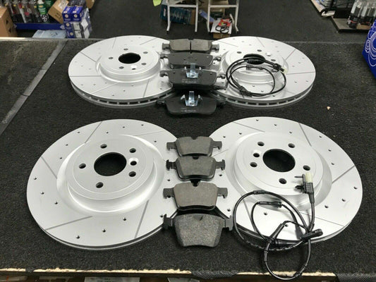 FOR JAGUAR XE 3.0 S X760 CROSS DRILLED GROOVED BRAKE DISCS PADS 350MM FRONTREAR