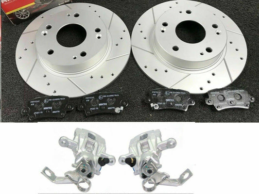 REAR DRILLED GROOVED BRAKEDISCS 2 REAR BRAKE CALIPERSFOR CIVIC TYPER FN2 2006-12