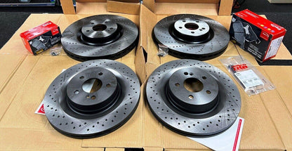 FOR C-CLASS AMG C 63 PREMIUM MK4 W205 FRONT REAR DRILLED BRAKE DISCS AND PADS