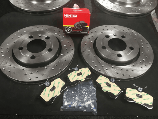 FITS SEAT LEON 1.8 TURBO CUPRA R REAR CROSS DRILLED BRAKE DISC REAR BRAKE PAD