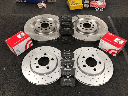 FOR SEAT LEON 1.8 TURBO CUPRA R S3 F + R CROSS DRILLED BRAKE DISC BREMBO PAD