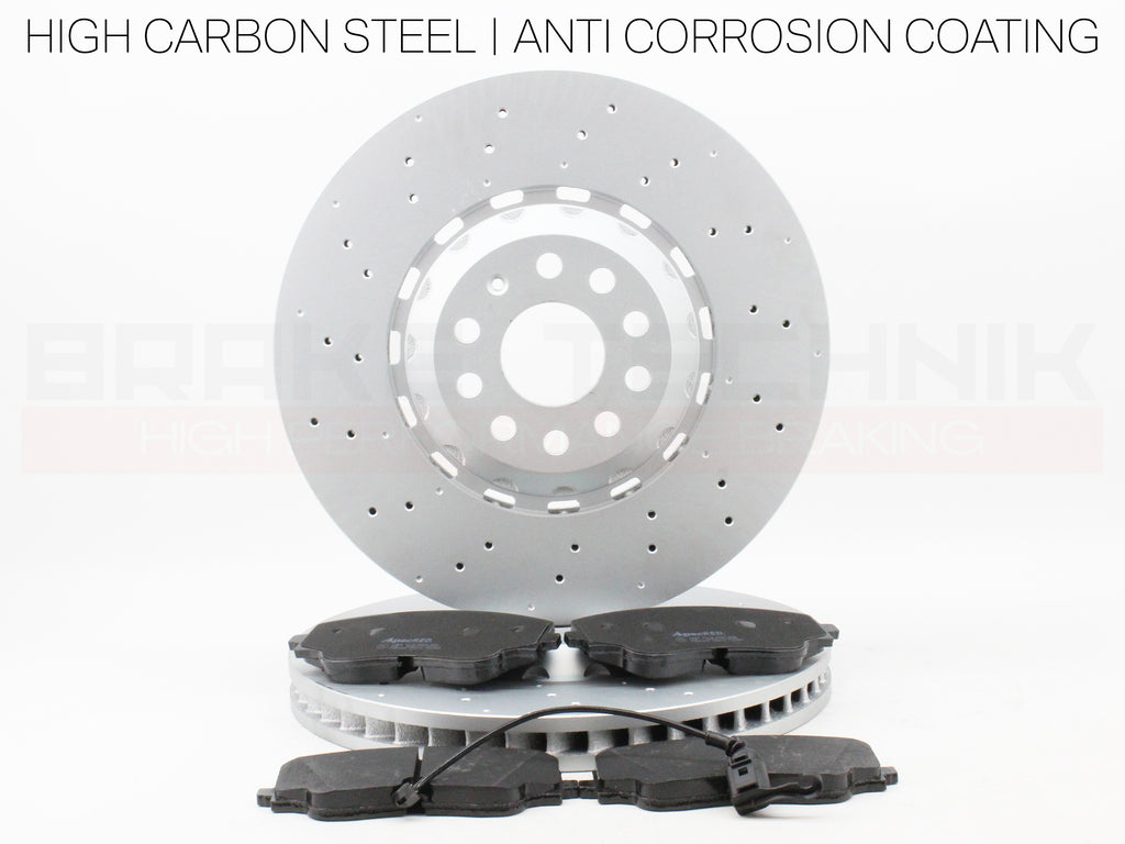 FOR VW GOLF R MK8 8.5 AUDI S3 8Y ARTEON R FRONT REAR PERFORMANCE DRILLED BRAKE DISCS & PADS