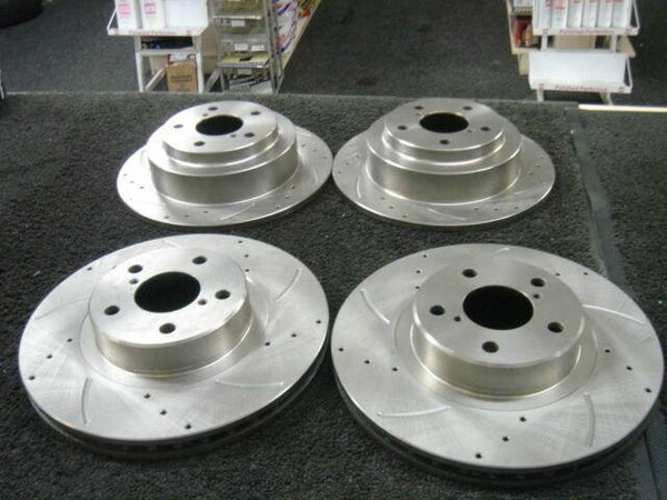 FOR SUBARU IMPREZA WRX TURBO 94-98 BRAKE DISC CROSS DRILLED GROOVED FRONT REAR