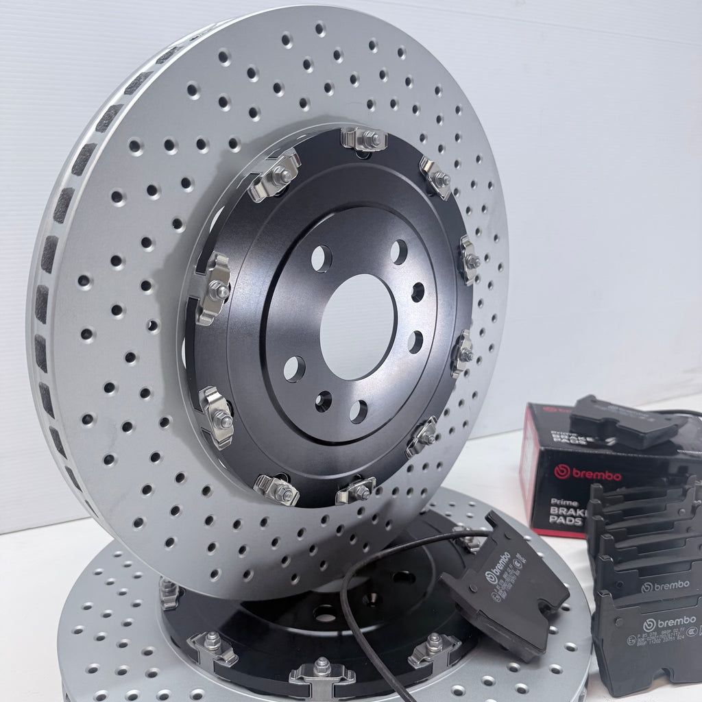 FOR AUDI RS4 B7 QUATTRO 2 PIECE FLOATING BRAKE DISC BREMBO PADS SENSORS 365mm