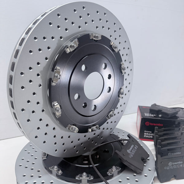 FOR AUDI RS4 B7 QUATTRO 2 PIECE FLOATING BRAKE DISC BREMBO PADS SENSORS 365mm