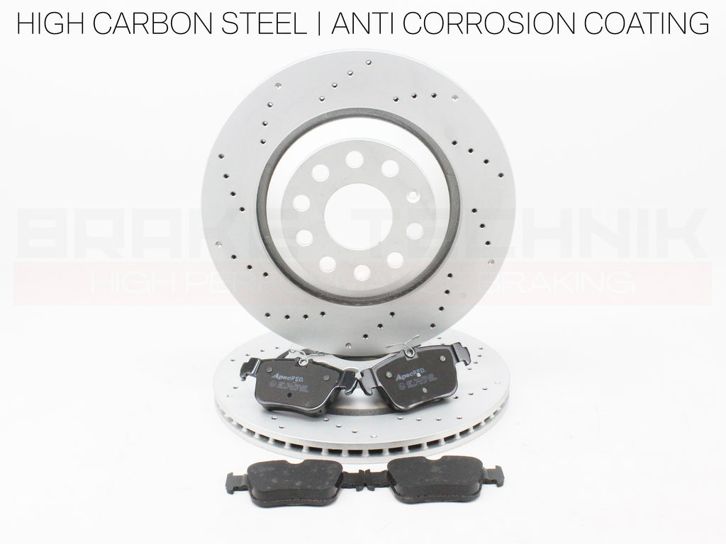 FOR VW GOLF R MK8 8.5 AUDI S3 8Y ARTEON R FRONT REAR PERFORMANCE DRILLED BRAKE DISCS & PADS