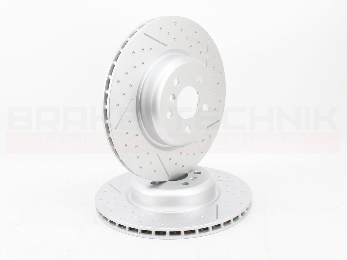 FOR BMW I4 EDRIVE40 RWD G26 2021- FRONT REAR PERFORMANCE DIMPLE AND GROOVED BRAKE DISCS AND PREMIUM BRAKE PADS & SENSORS