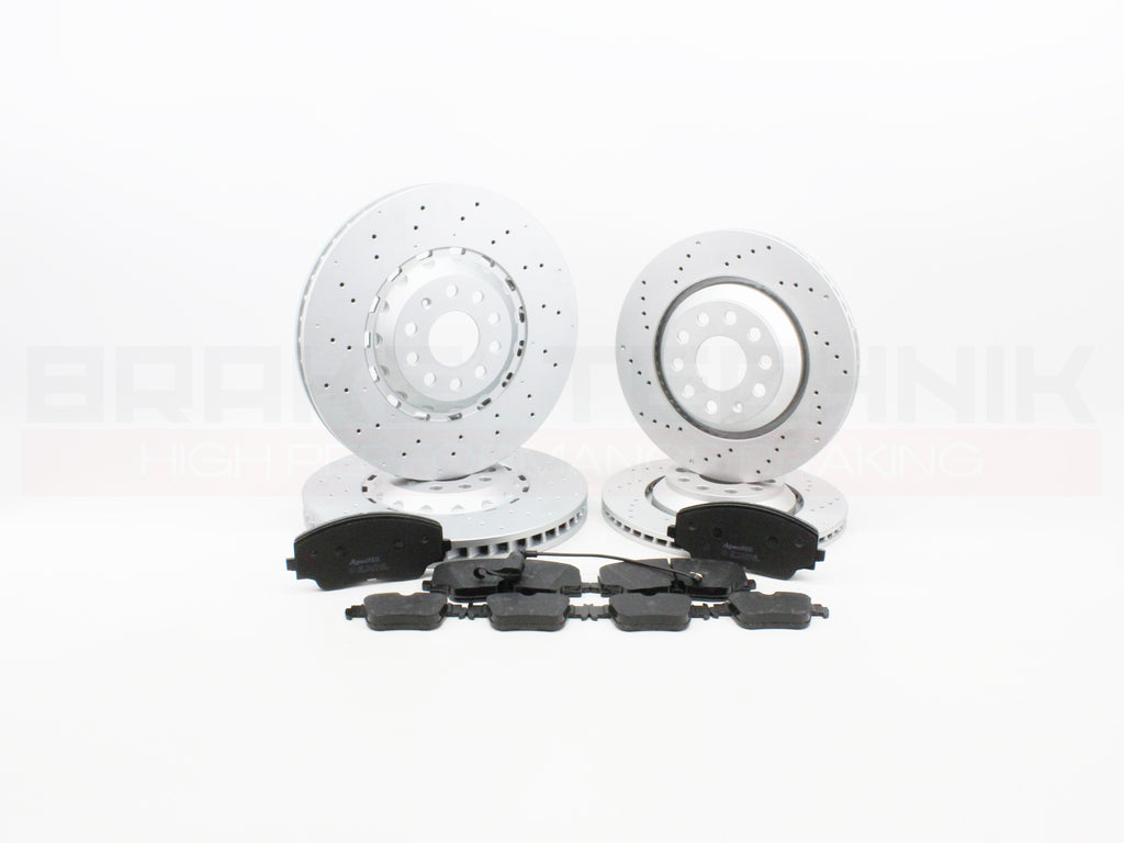 FOR VW GOLF R MK8 8.5 AUDI S3 8Y ARTEON R FRONT REAR PERFORMANCE DRILLED BRAKE DISCS & PADS