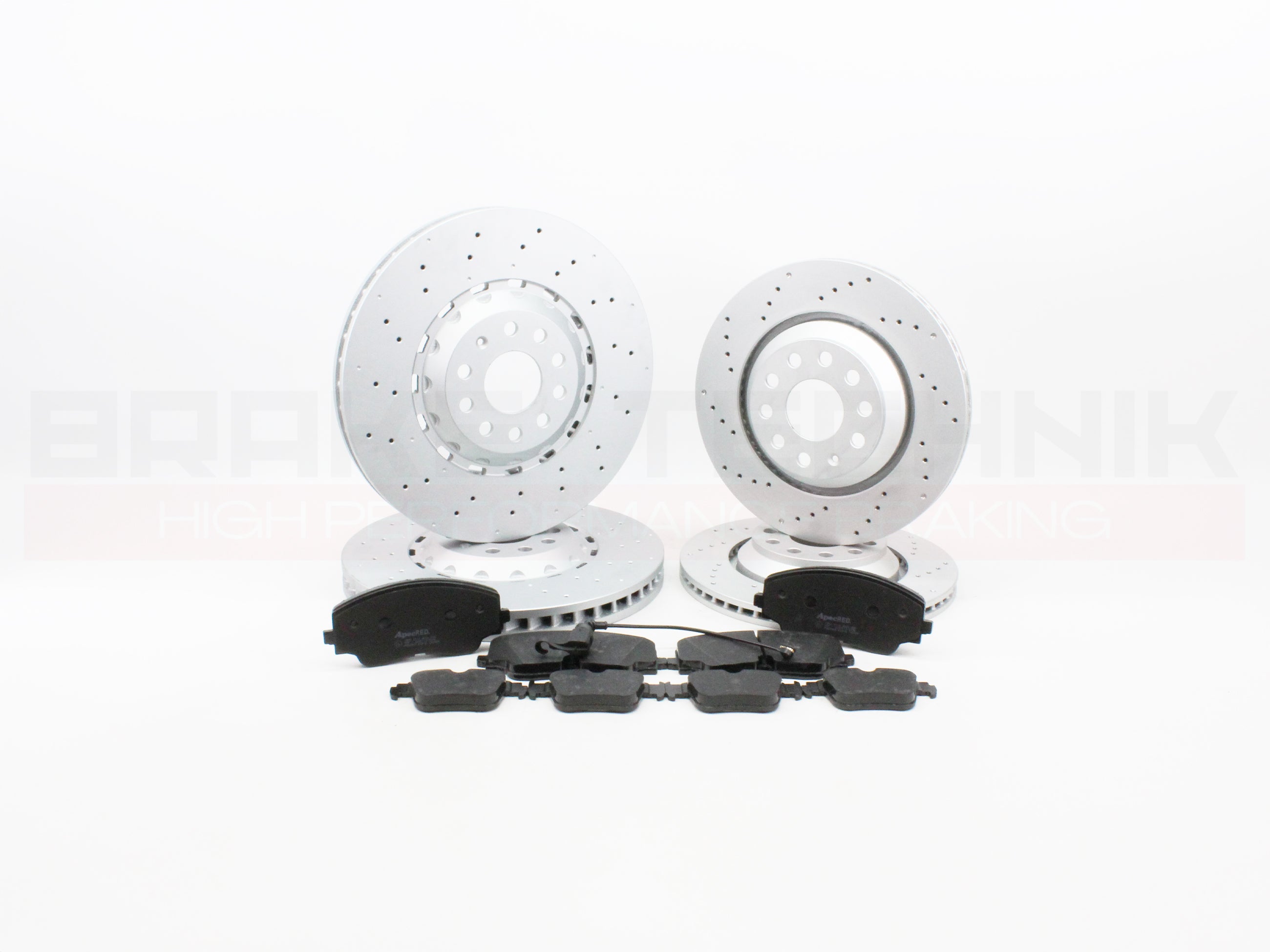 FOR VW GOLF R MK8 8.5 AUDI S3 8Y ARTEON R FRONT REAR PERFORMANCE DRILLED BRAKE DISCS & PADS
