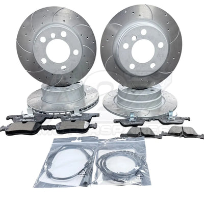 2 SERIES 218I SPORT CROSS DRILLED GROOVED BRAKE DISCS BRAKE PADS FRONT REAR