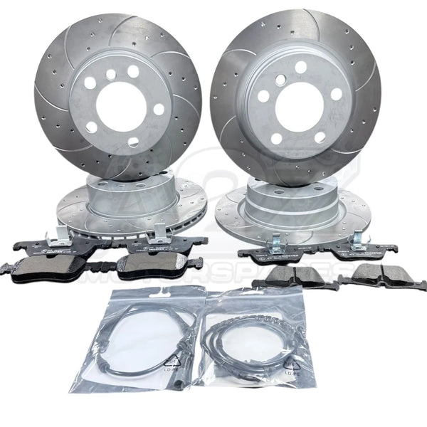 2 SERIES 218I SPORT CROSS DRILLED GROOVED BRAKE DISCS BRAKE PADS FRONT REAR