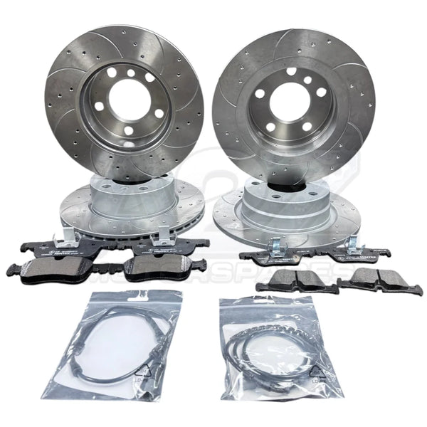 2 SERIES 218I SPORT CROSS DRILLED GROOVED BRAKE DISCS BRAKE PADS FRONT REAR