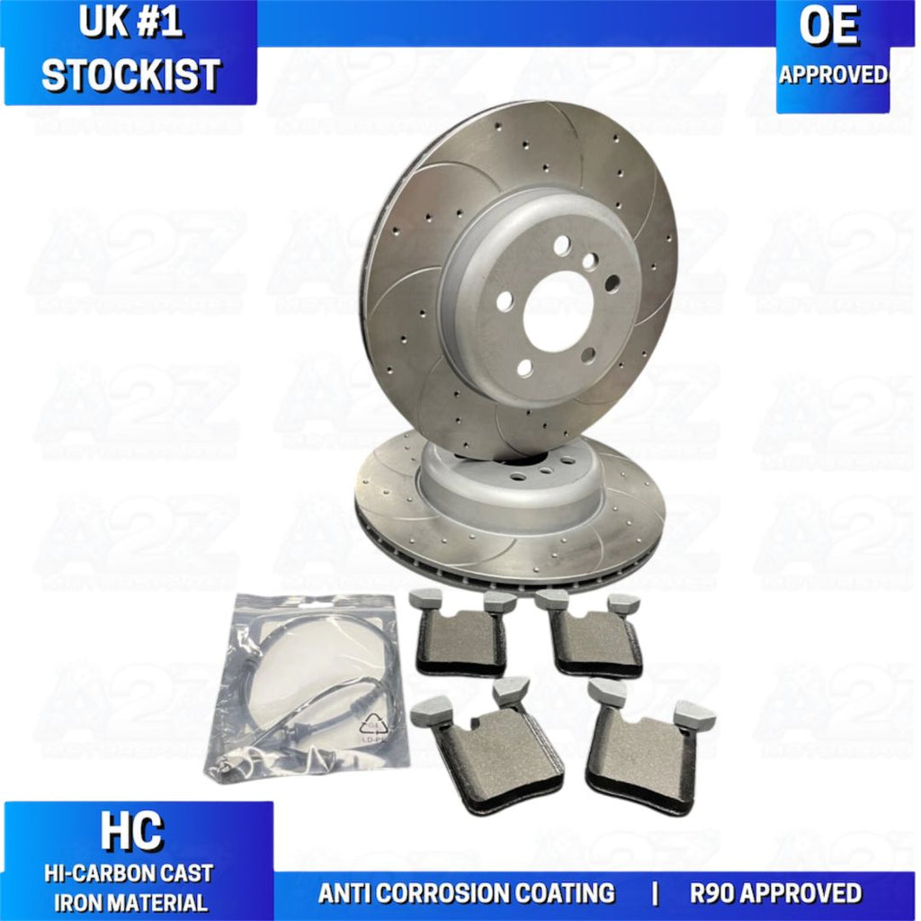 BMW F30 F31 F33 340MM + 345MM BRAKE DISCS DRILLED GROOVED BREMBO PADS FRONT REAR