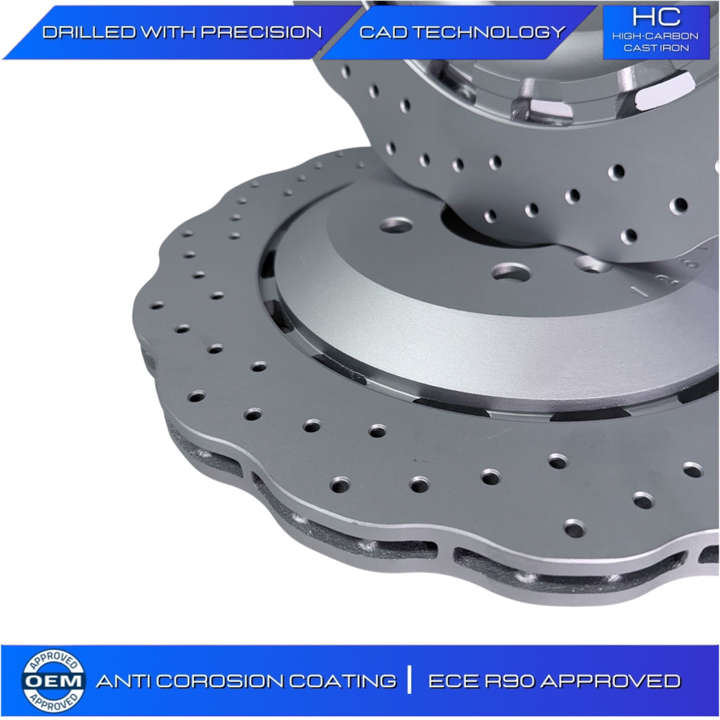 FOR AUDI RS6 AVANT QUATTRO 2013-2018 REAR AXLE  WAVEY DRILLED BRAKE DISC 4G0615601E 356mm