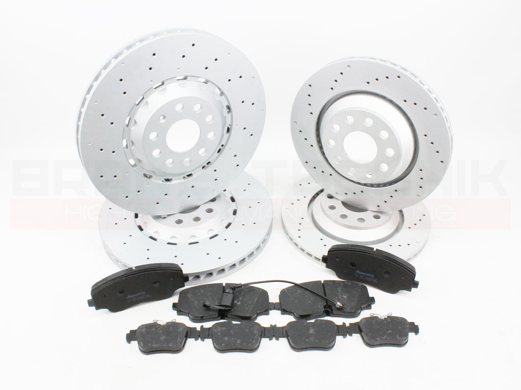 FOR VW GOLF R MK8 8.5 AUDI S3 8Y ARTEON R FRONT REAR PERFORMANCE DRILLED BRAKE DISCS & PADS
