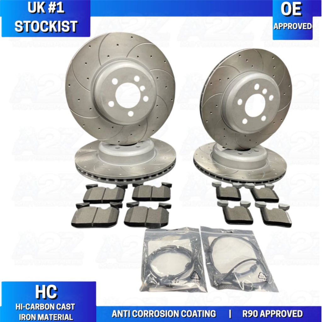 BMW F30 F31 F33 340MM + 345MM BRAKE DISCS DRILLED GROOVED BREMBO PADS FRONT REAR