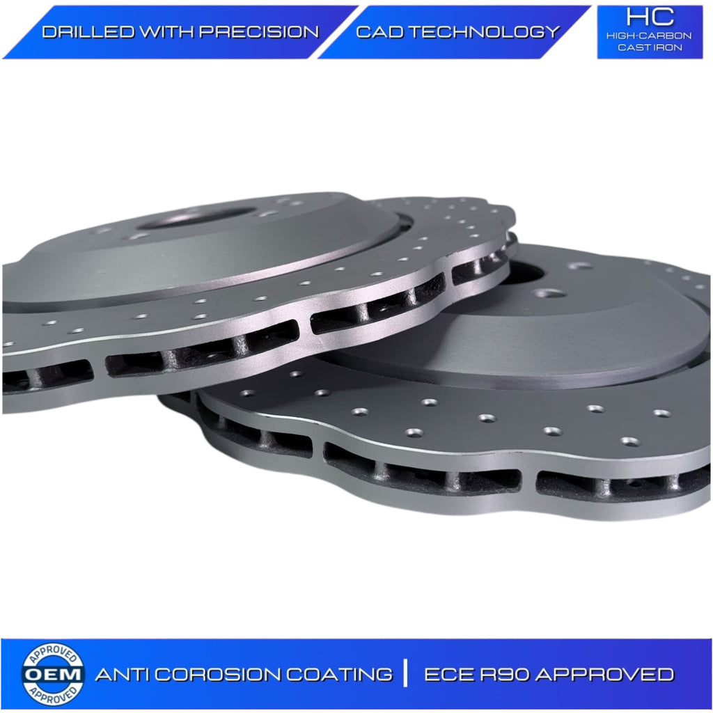 FOR AUDI RS6 AVANT QUATTRO 2013-2018 REAR AXLE  WAVEY DRILLED BRAKE DISC 4G0615601E 356mm