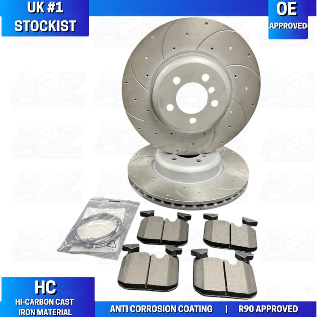 BMW F30 F31 F33 340MM + 345MM BRAKE DISCS DRILLED GROOVED BREMBO PADS FRONT REAR