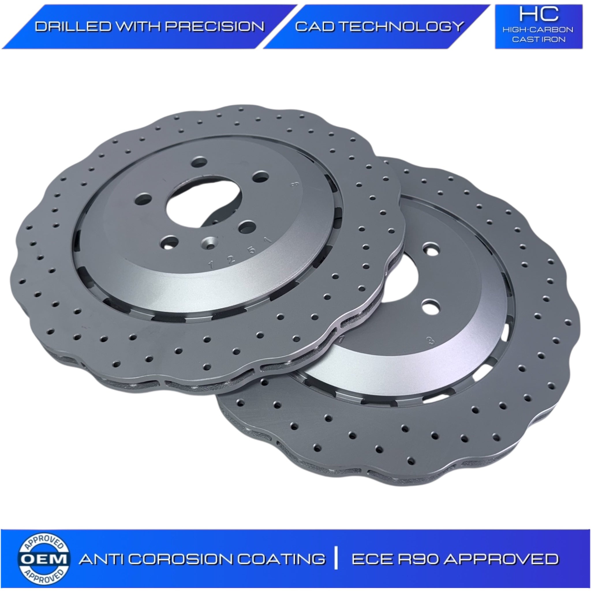 FOR AUDI RS6 AVANT QUATTRO 2013-2018 REAR AXLE  WAVEY DRILLED BRAKE DISC 4G0615601E 356mm