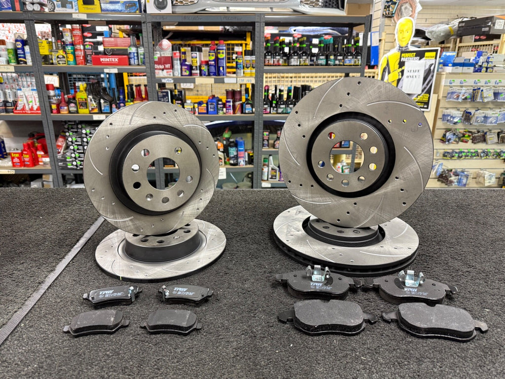 VAUXHALL ASTRA VXR ZAFIRA TURBO BRAKE DISC CROSS DRILLED GROOVED PAD FRONT REAR