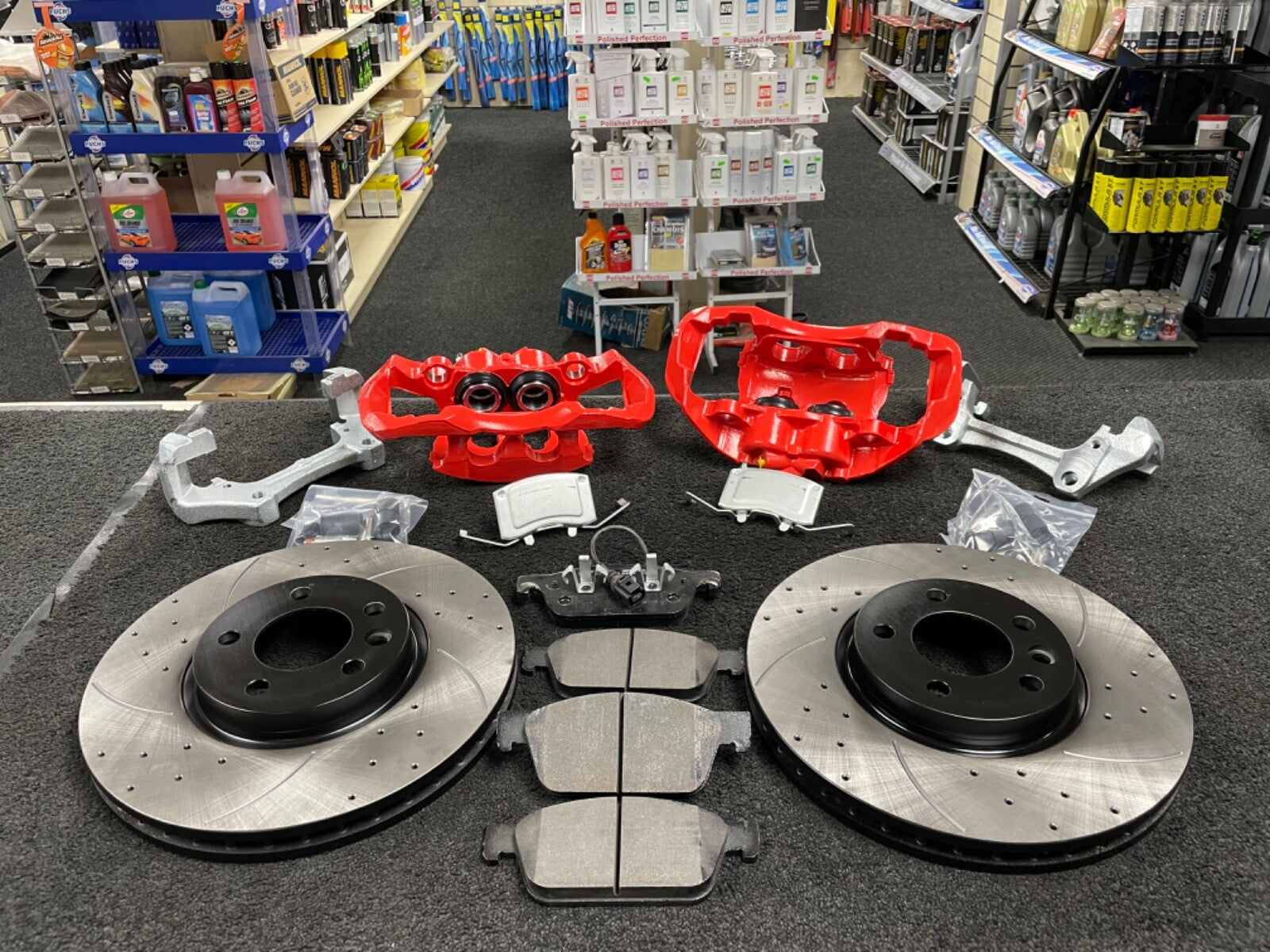 FOR TRANSPORTER BIG BRAKE CONVERSION KIT DRILLED GROOVED BRAKE DISC 340mm RED 