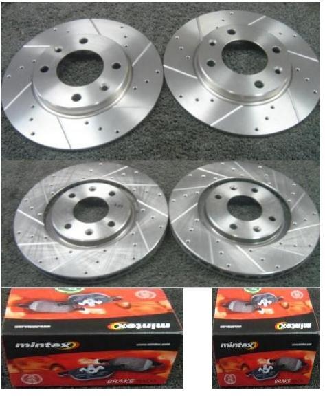 PEUGEOT 206CC 1.6 BRAKE DISC PERFORMANCE GROOVED BRAKE DISC MINTEX BRAKE PADS 