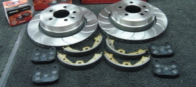 MG ZT ZTT 190 GROOVED REAR BRAKE DISC MINTEX BRAKE PADS HANDBRAKE SHOES
