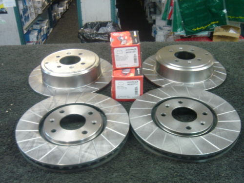 PEUGEOT 406 1998-2004 PERFORMANCE GROOVED BRAKE DISCS & MINTEX PADS FRONT REAR