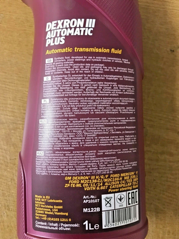 BMW E46 E39 Z3 X3 X5 AUTOMATIC GERMAN TRANSMISSION FLUID ATF3 ATF III 7 LITRE