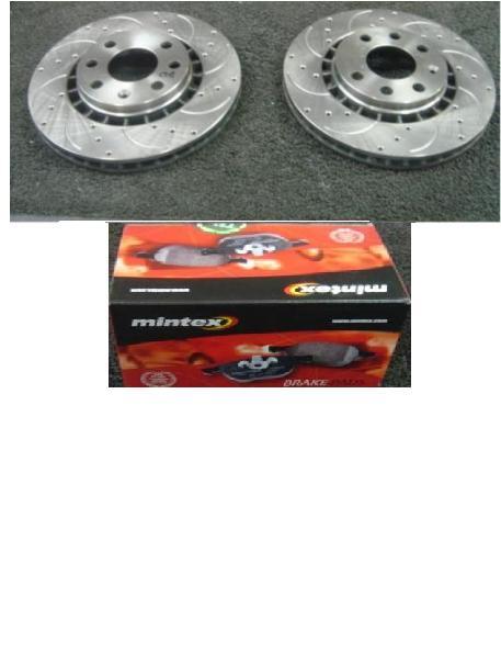 VAUXHALL VECTRA B 1995-2002 DRILLED GROOVED BRAKE DISC MINTEX BRAKE PADS