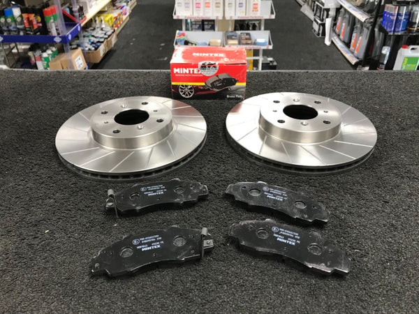 FOR HONDA PRELUDE 2.2 2.3 FRONT GROOVED BRAKE DISC 282MM MINTEX BRAKE PADS