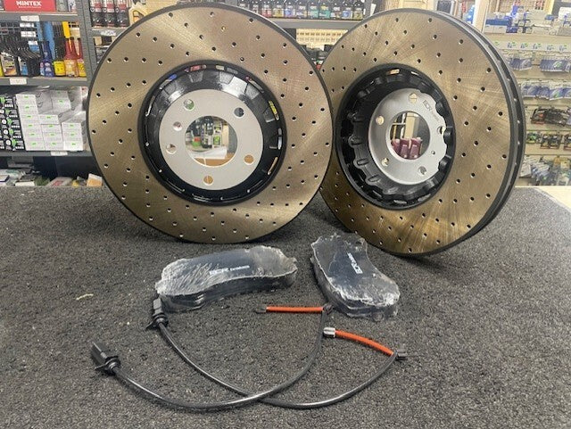 BENTLEY BENTAYGA PERFORMANCE SLOTTED DRILLED BRAKE DISC +PAD FRONT REAR SENSORS