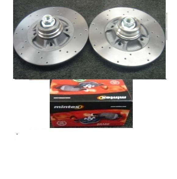 RENAULT CLIO 172  REAR CROSS DRILLED BRAKE DISC BEARING MINTEX BRAKE PADS 