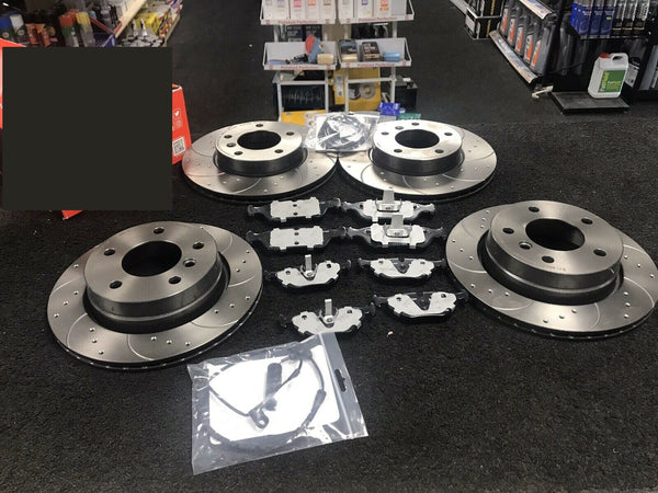 BMW 318  320 316 E46 BRAKE DISC DRILLED GROOVED BRAKE DISC MINTEX PAD FRONT REAR