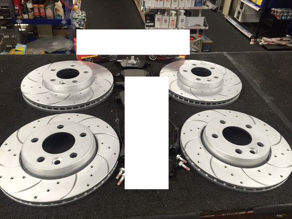 VW TRANSPORTER T5 T30 T28 TDi CROSS DRILLED BRAKE DISCS FRONT AND REAR