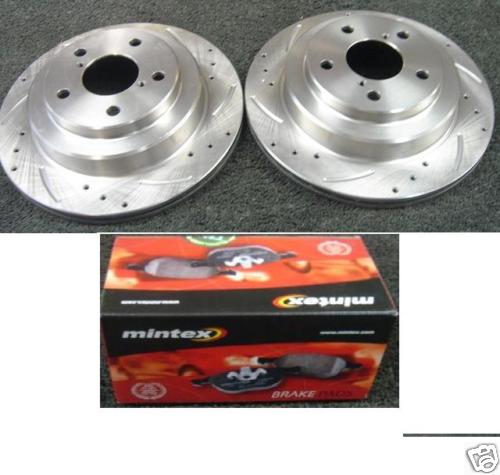 FOR SUBARU IMPREZA DRILLED GROOVED REAR BRAKE DISCS & PADS