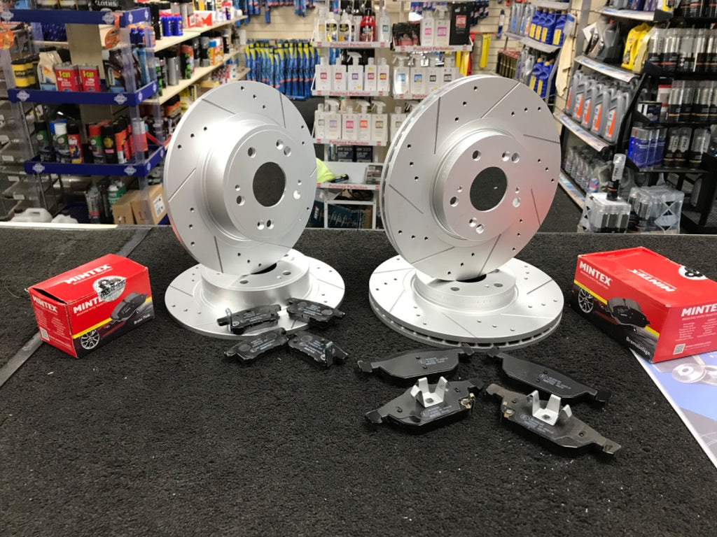 FOR  ACCORD 2.2i-DTEC SALOON TOURER BRAKE DISC DRILLED GROOVED MINTEX PADS