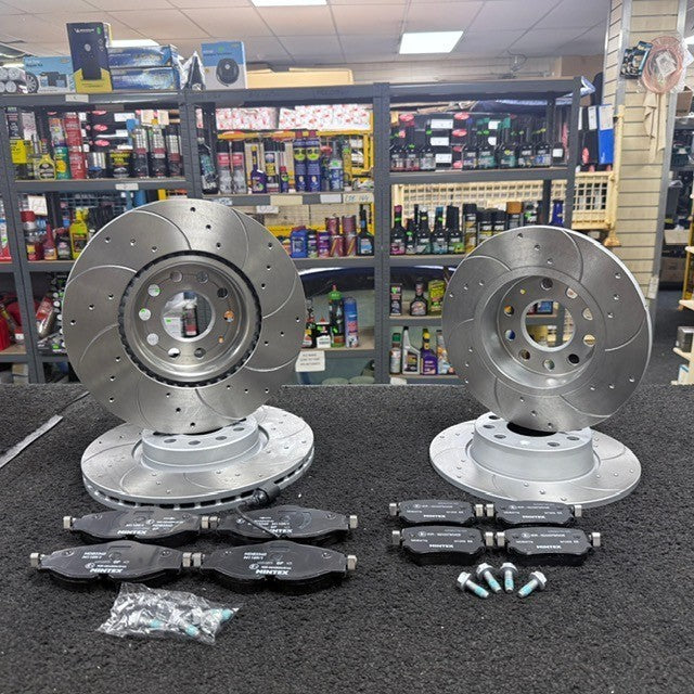 VW GOLF MK7 1.5TSi R-LINE EVO DRILLED GROOVED BRAKE DISCS PADS FRONT REAR SET