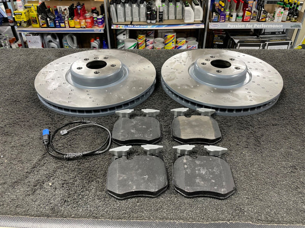 FOR BMW X5 3.0 G05 DIMPLED GROOVED FRONT BRAKE DISCS VENTED 348MM PADS + WIRE 