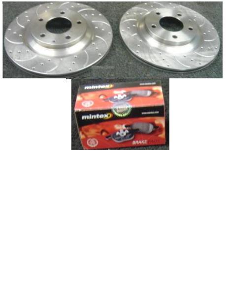 FORTOYOTA MR2 MR-S 1.8VVTI ROADSTER BRAKE DISC DRILLED GROOVED MINTEX PAD FRONT 