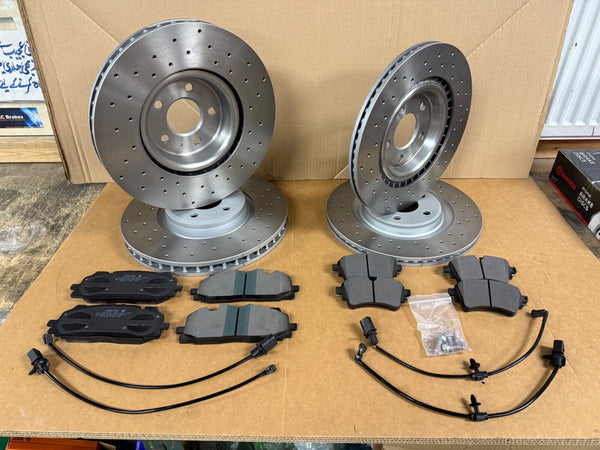 FOR TOUAREG V6 BLACK EDITION TDI (MK3 (CR)) FRONT REAR BRAKE DISC PADS DRILLED
