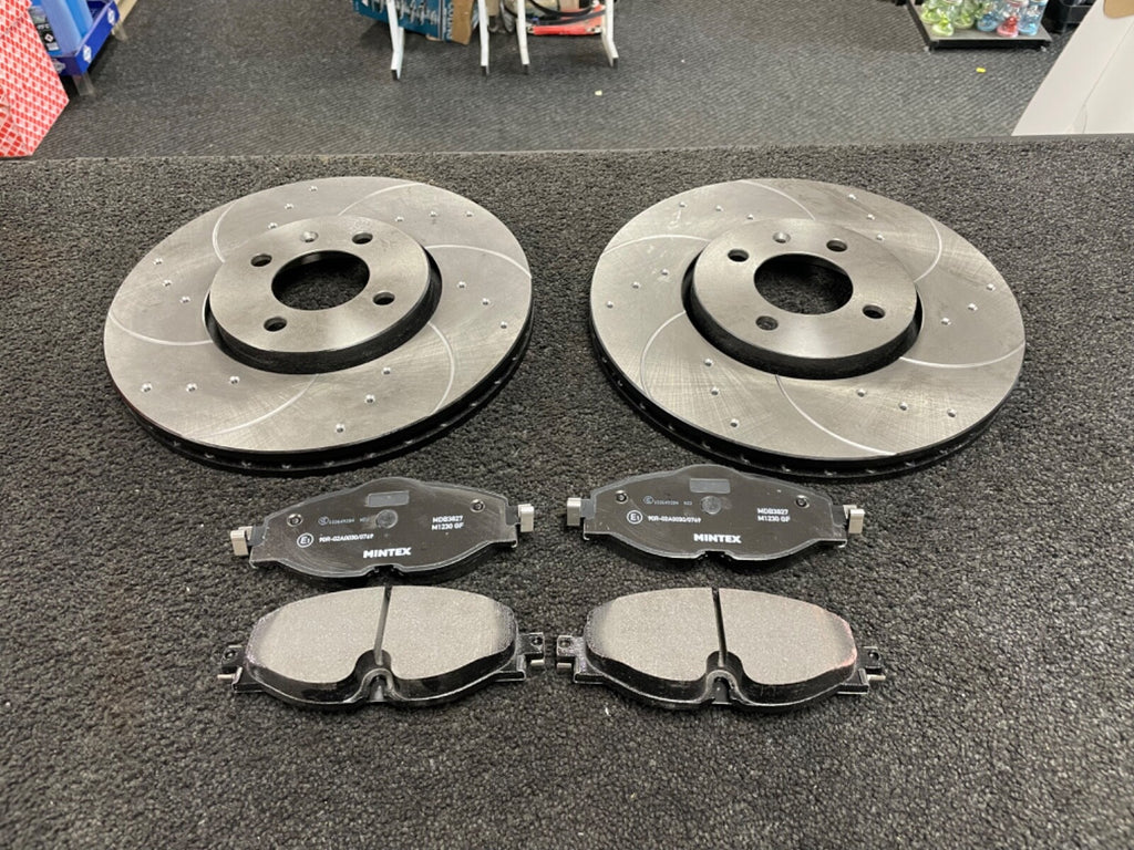 FOR VOLKSWAGEN UP 1.0 GTI FRONT PERFORMANCE DRILLED GROOVED BRAKE DISCS & PADS