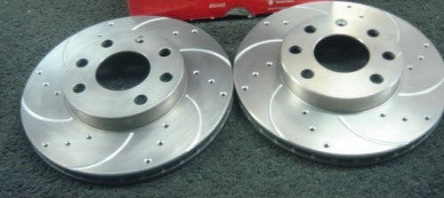 VAUXHALL CORSA C TIGRA TWINPORT CDTi DRILLED GROOVED BRAKE DISCS MINTEX  PADS